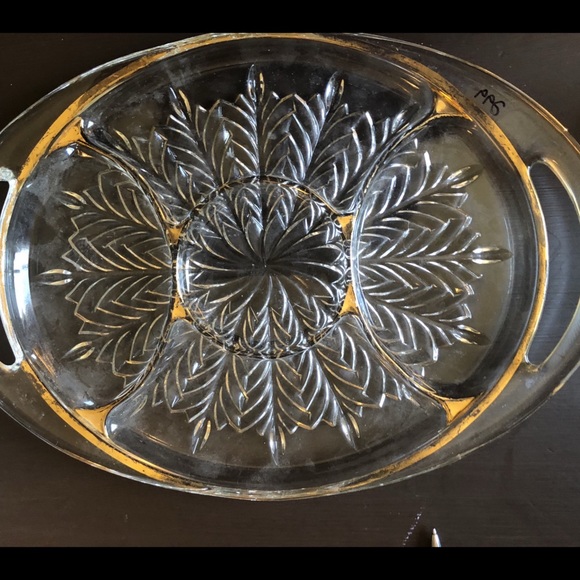 Serving Platter Crystal with Gold Trim - Picture 5 of 6